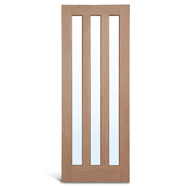 3-х панельная стеклянная дубовая панельная дверь