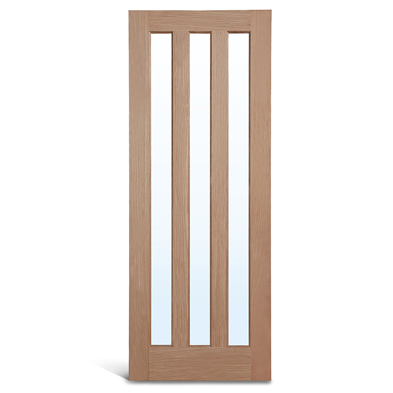 3-х панельная стеклянная дубовая панельная дверь