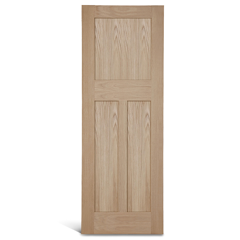 3 вертикальных плоских панели с квадратной дубовой дверью Shaker